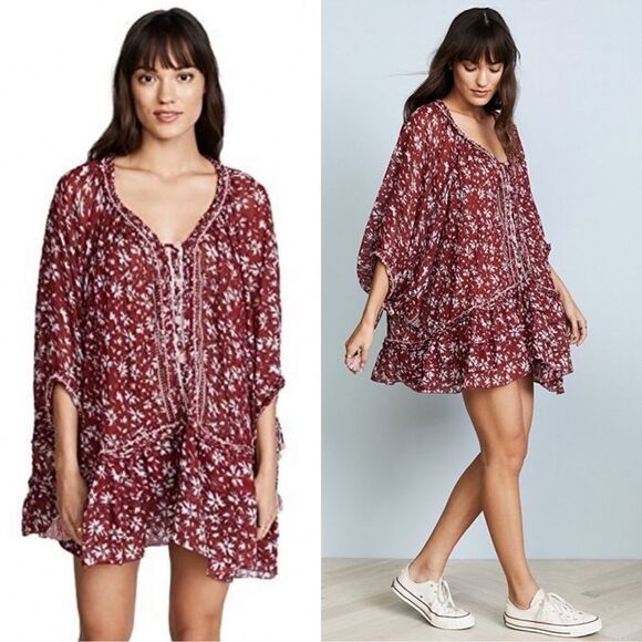 Poupette St Barth Dress Fleur Poncho Red Dalia - Picture 8 of 8